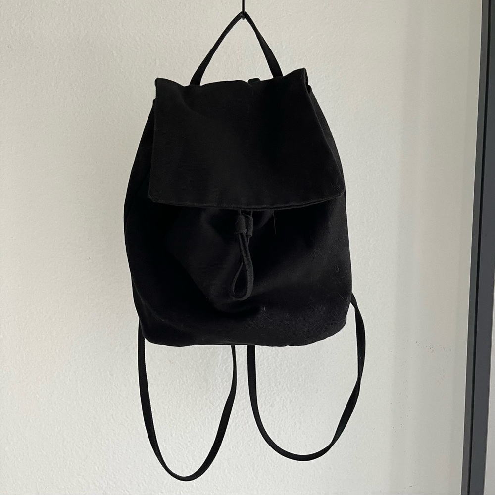 Baggu Black Canvas Drawstring mini backpack